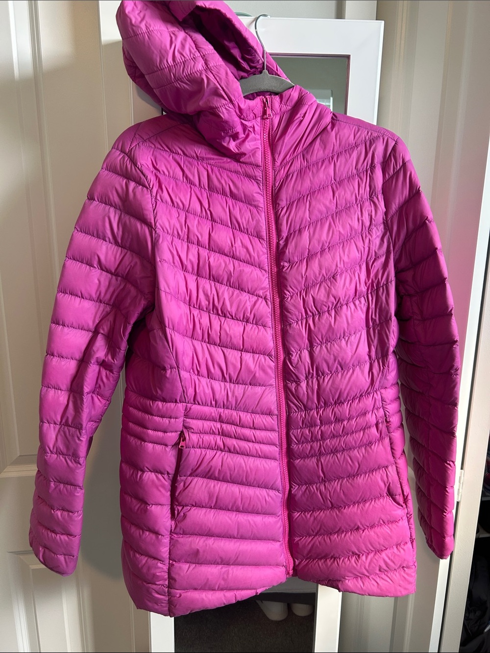 Lands' End Women's Pink Hooded Packable Puffer Coat